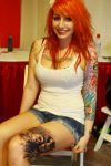 girl with leg tattoos design
